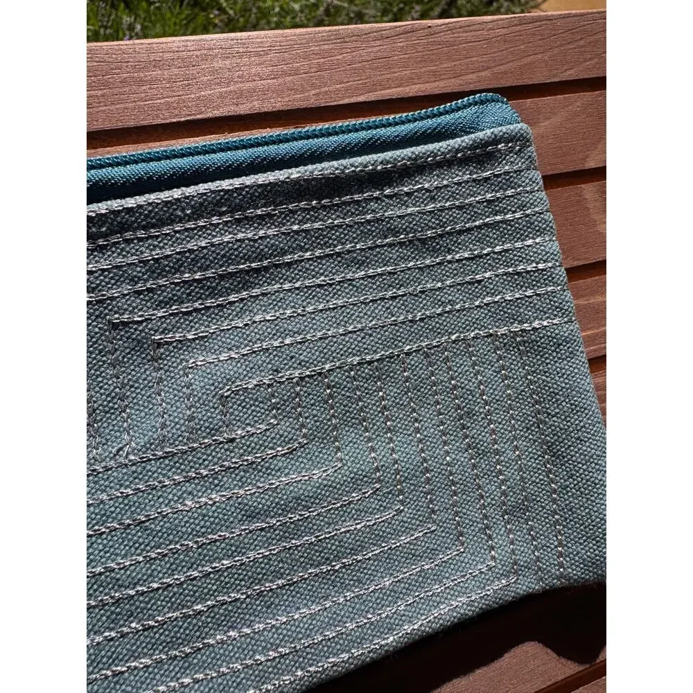 Canvas Coin Pouch 4 x 6 Blue Silver Bag Makeup Bag Coin Pouch Travel Bag